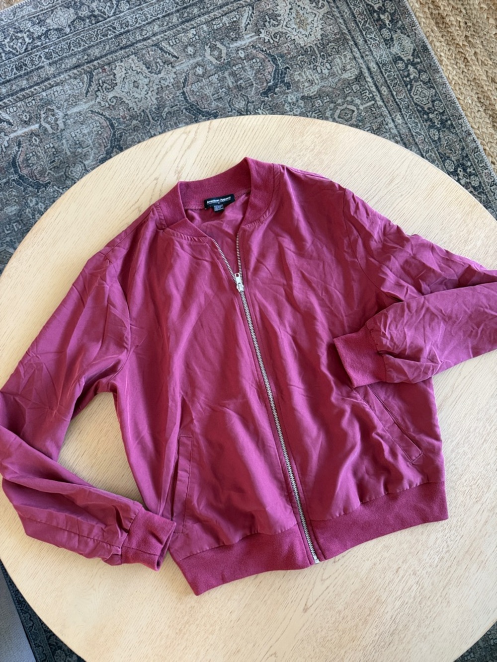 American Apparel VINTAGE Raspberry Bomber Jacket size medium